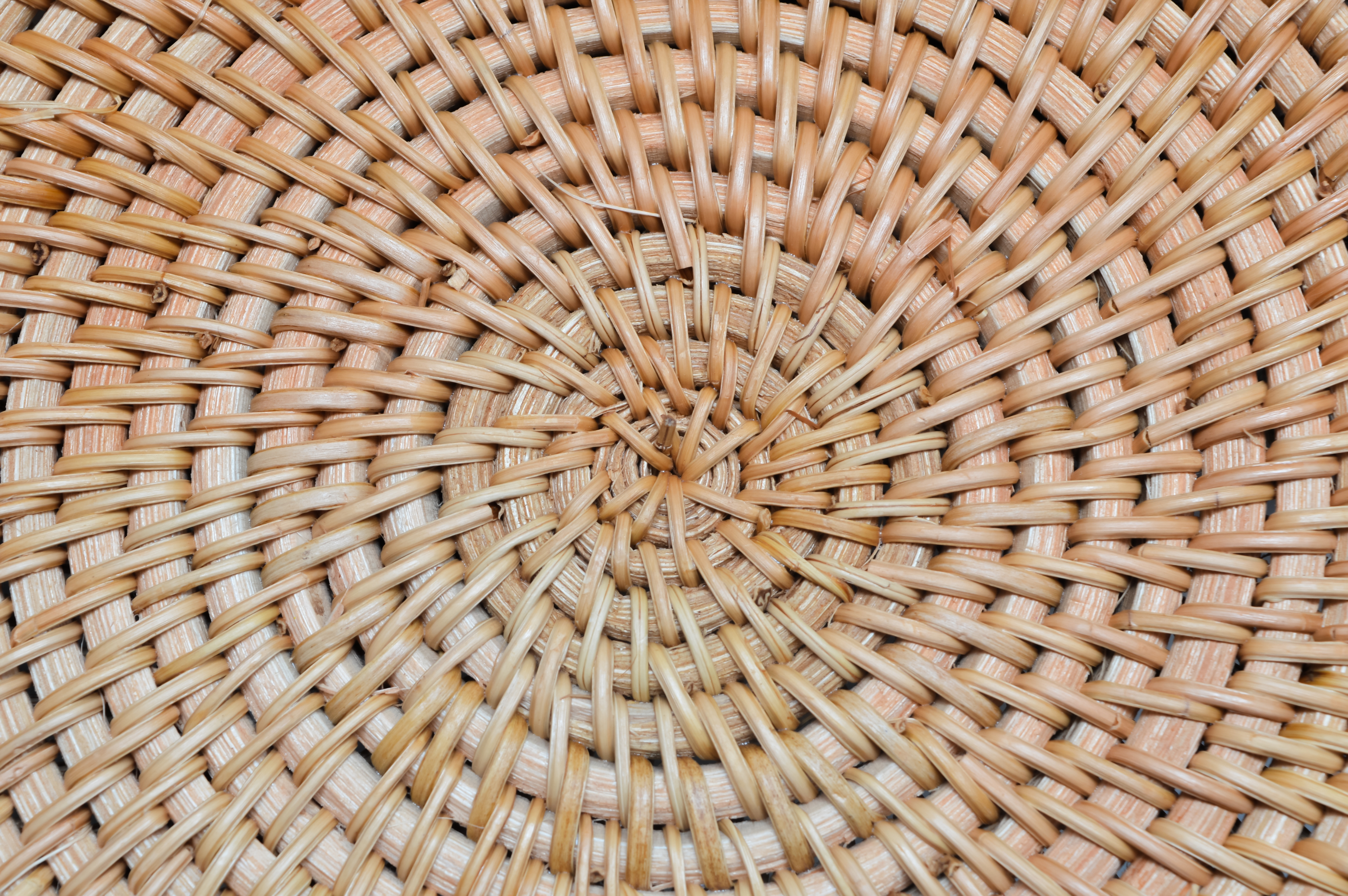 Close-up of woven rattan basketry pattern